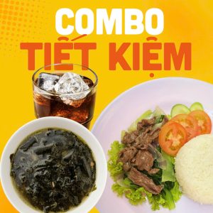 Combo cơm bò xào hành tây kèm canh rong biển và nước ngọt giá 62k