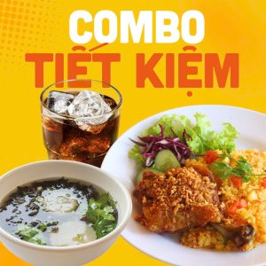 Combo cơm chiên đùi gà mắm tỏi kèm canh rong biển và nước ngọt giá 69k